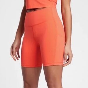 Athleta Coral Orange Ultimate Stash Pocket 7Shorts Size XS